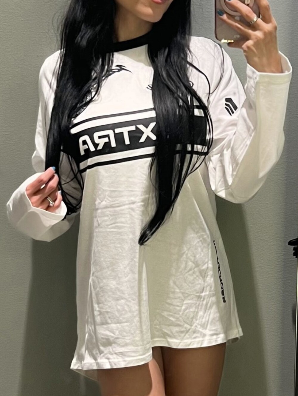 H&M Divided “EXTRA” Racing Long Sleeve Shirt | White & Black | XS